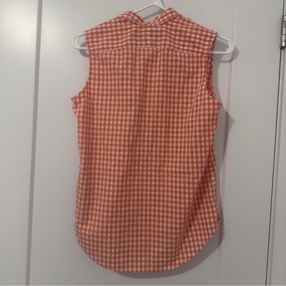 Ralph Lauren Golf Orange Gingham Plaid Sleeveless Blouse Size 4 Women’s - Picture 5 of 7